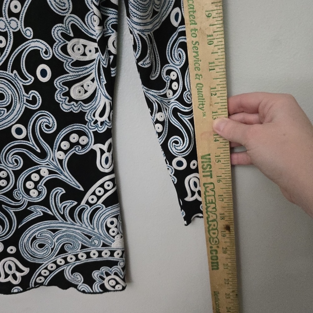 Wrapper Vintage Top Y2K Cinched Bust Size S/M Black White Textured Slinky - Picture 9 of 10